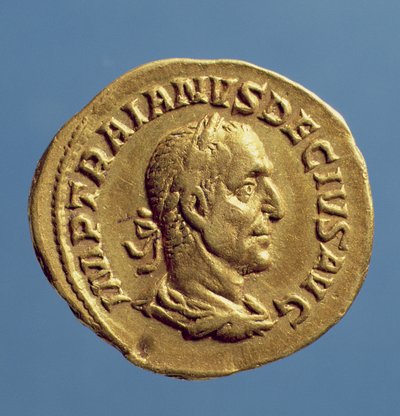 Aureo (dritto) di Traiano Decio (249-251) drappeggiato, con corona d
